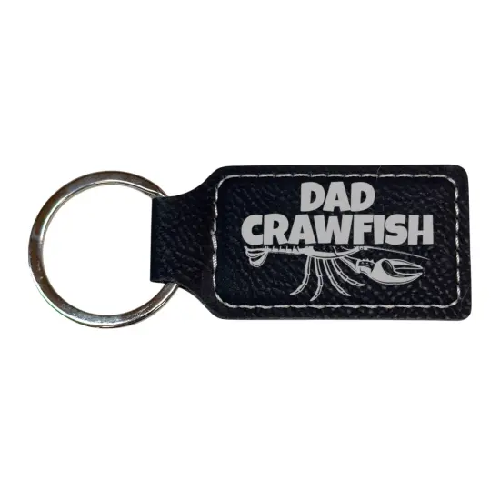 Keychain - Rectangle - Dad Crawfish - Leather Black/Silver {1}