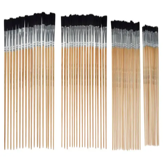 School Smart Black Bristle Paint Brushes, Long Handle, Assorted Sizes, Set of 72 {4}