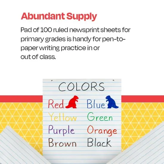 School Smart Primary Newsprint Paper, Short Way Ruled, 18 x 24 Inches, 100 Sheets {6}