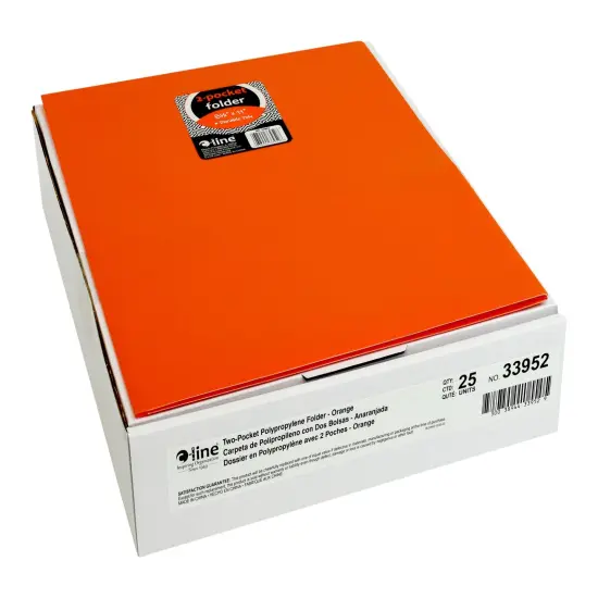 C-Line Poly 2-Pocket Portfolio Folder, Letter Size, Orange, Pack of 25 {1}