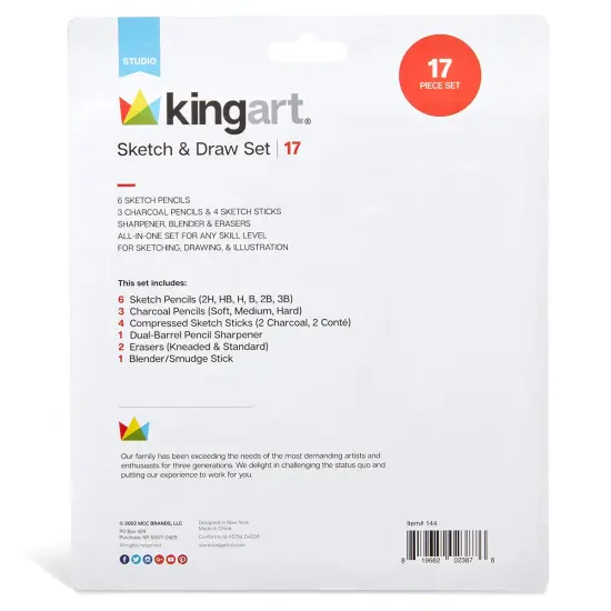 KINGART&reg; Sketch & Draw Set 17 pc {6}