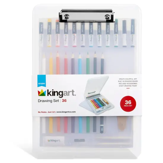 KINGART&reg; Drawing Set with Drawing Board Case, 36 pc {1}
