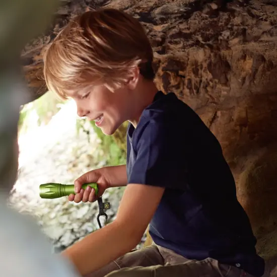 HABA Terra Kids Flashlight with Carabiner Clip, Kids Outdoor Toys, 4 Way Light Ideal for Kids Camping Essentials, Ages 6 and Up Multicolor {6}