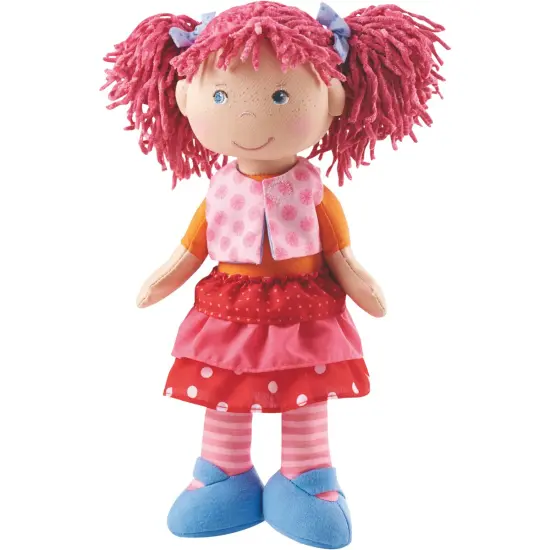 HABA Lilli-Lou 12" Soft Doll with Pink Hair in Pigtails, Blue Eyes & Embroidered Face, Machine Washable Baby Doll for Ages 18 Months+ Multicolor {1}