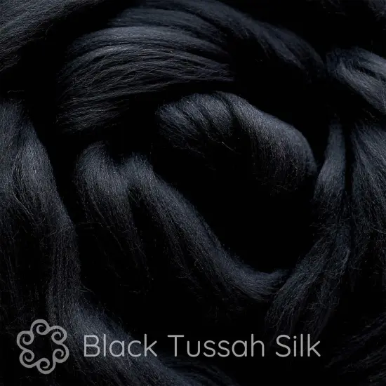 2oz Tussah Silk Fiber: Premium Grade Glossy Combed Top Roving. Hand Spinning, Blending, Felting, Dyeing, Paper & Soap Making. Dyed Black {2}