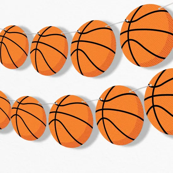 Big Dot of Happiness Basketball Garland Banner, Sports Birthday Party or Baby Shower Decorations Banner, 30 Feet of Cord, 15 Double-Sided Orange Basketballs {1}