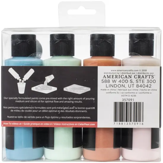 American Crafts Color Pour Magic Pre-Mixed Paint Kit 4/Pkg-Poppy Field {4}