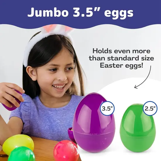 36PCS Large Plastic Easter Eggs, 3.5" Empty Plastic Easter Egg with Assorted Bright Colors for Easter Eggs Hunt, Easter Basket Stuffers {2}