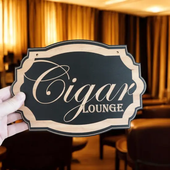 Cigar Lounge - Black Door Sign 7x10in {2}