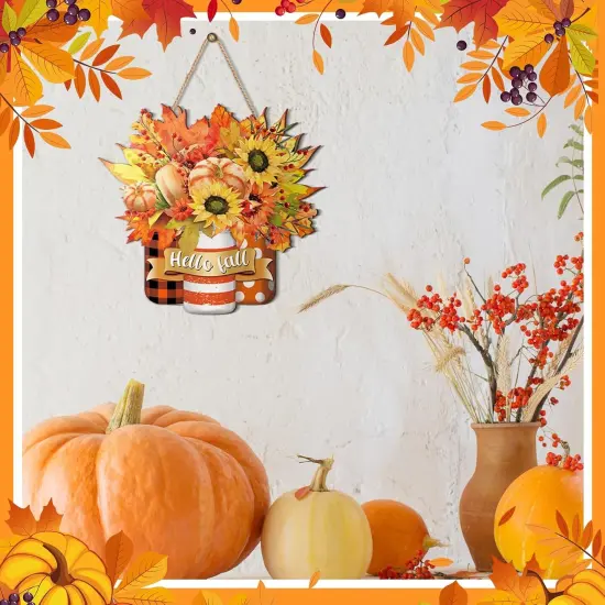 Hello Fall Door Sign Fall Wreaths for Front Door (Rustic) {4}
