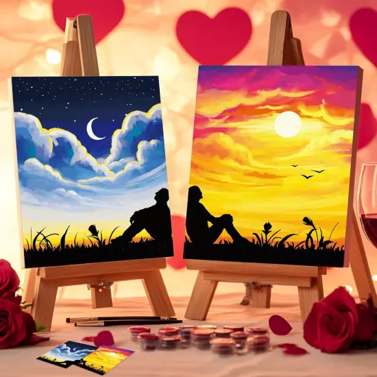 2 Pack 8x10 Pre Drawn Canvas for Painting for Adults Sip and Paint Kit for Adult's Couple's Date Night Party {4}