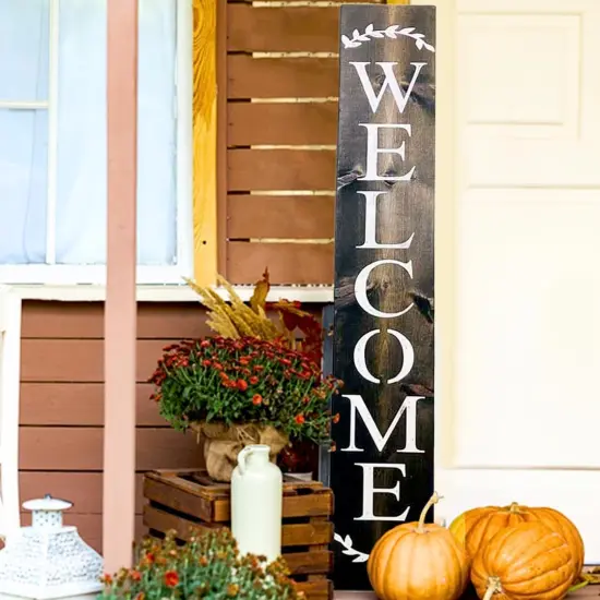 Welcome Sign for Front Door (Brown wooden design) {1}