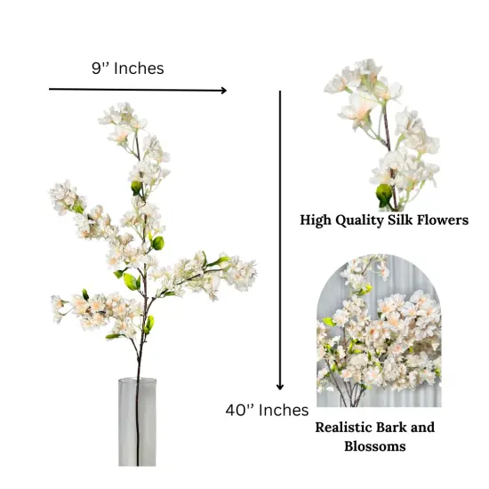 Japan Beige Nude Silk Cherry Blossom Flower Set of 3 Branches 40'' Inches {4}