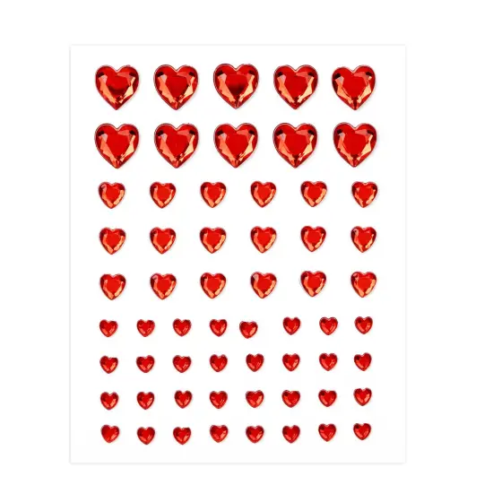 CousinDIY Adhesive Rhinestones 60/Pkg-Red Heart {3}