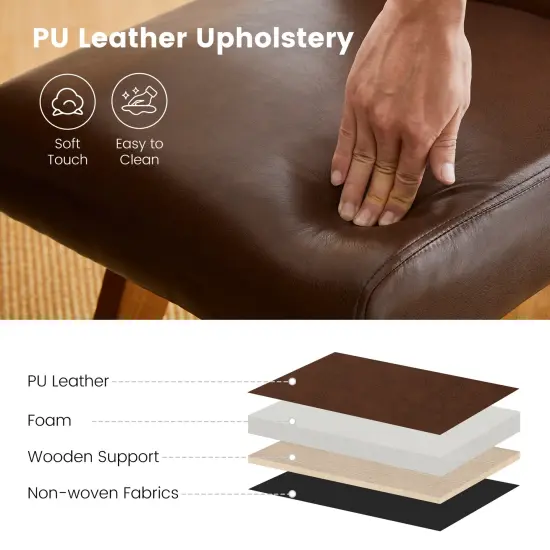 Set of 2/4 Faux Leather Upholstered Side Dining Chairs with V-shaped Wood Legs {5}