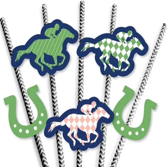 Big Dot of Happiness Kentucky Horse Derby - Paper Decor - Race Party Striped Decorative Straws - Set of 24 {5}