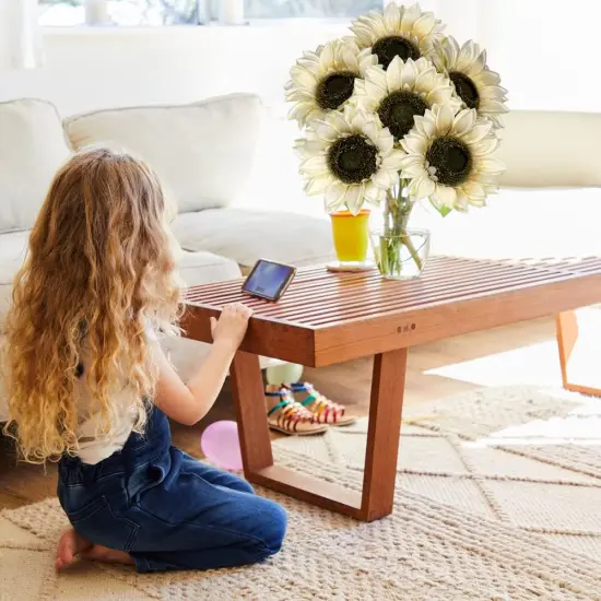 6PCS Large Artificial White Sunflowers &ndash; 26" Long Stem Faux Silk Flowers for Elegant Summer Home Decor & Seasonal Arrangements {4}