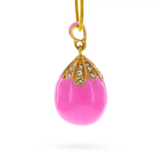 Pink Enamel Royal Egg Pendant Necklace {4}