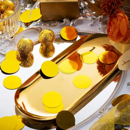 Gold Sparkle Confetti 1.2 Inch - 300 Metallic Flakes for Wedding, Birthday Party, Table Scatter {5}