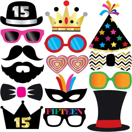 15th Birthday Photo Booth Party Props - 40 Pieces - Funny Kids Birthday Party Supplies, Decorations and Favors {4}