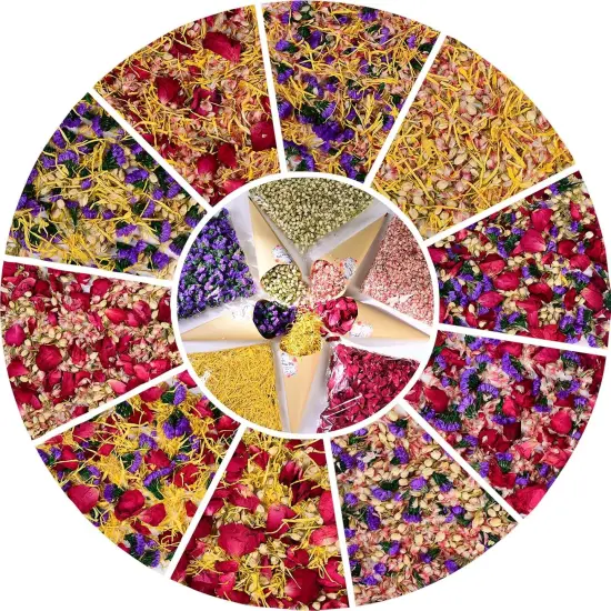 40+ Cups Real Biodegradable Flower Petal Wedding Confetti, 5 QT 5 Kinds Colorful Mixed Petal Confetti with Dried Rose Petal & Jasmine Buds {1}