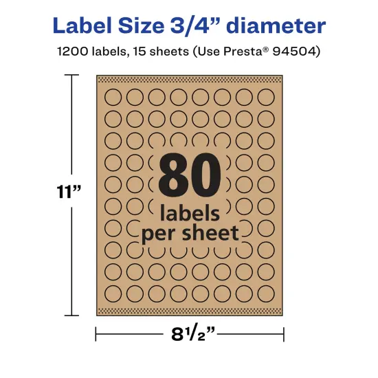 Avery Kraft Brown Round Labels with Sure Feed, .75" diameter {5}