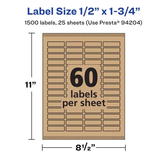 Avery Kraft Brown Rectangle Labels with Sure Feed, .5" x 1.75" {5}