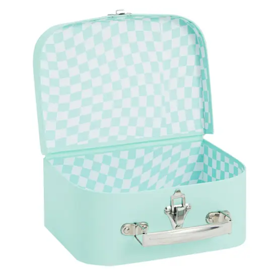 Set of 3 Different Sizes of Paperboard Suitcases with Metal Handles, Decorative Cardboard Storage Boxes (Mint Green) {6}