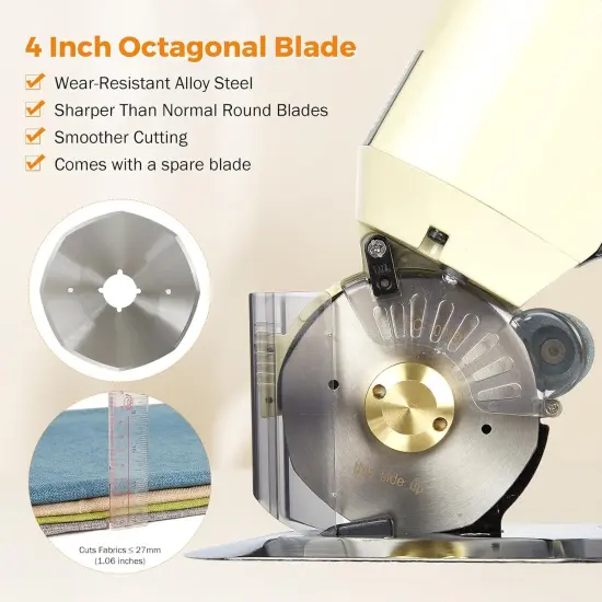 Fabric Cutter Electric Cloth Cutting Machine Roller with Extra 4 Inch Rotary Blade Hand Held Fabric Slitting Machine For Multi-Layer Clothing, Textiles, Paper, Blanket, Hat, etc {5}