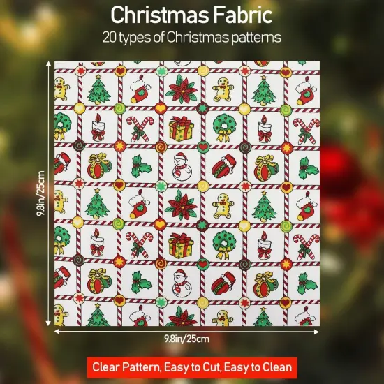 20 Pcs Christmas Quilting Fabric Bundles - 9.8 x 9.8 Inch {5}