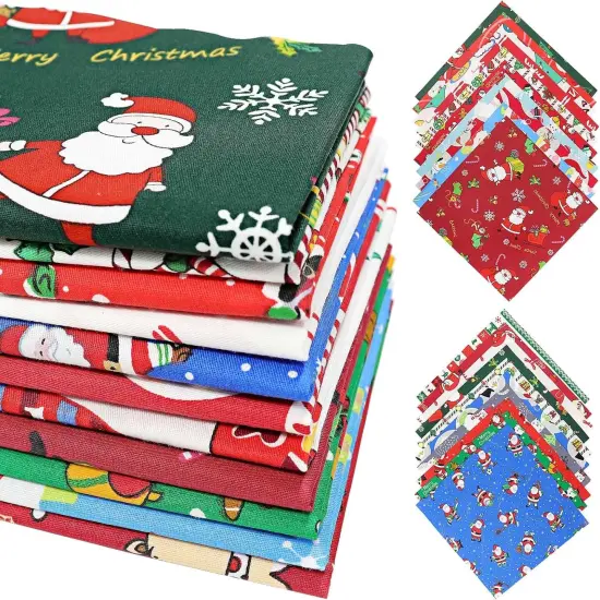 20 Pcs Christmas Quilting Fabric Bundles - 9.8 x 9.8 Inch {1}