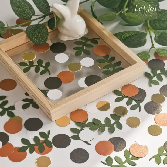 Baby Shower Confetti Glitter Table Decoration Greenery Golden Eucalyptus Jungle Safari Theme Scatter Tropical Rain Forest Woodland Party Bridal Shower Wedding Decor Supplies 210Pcs {4}