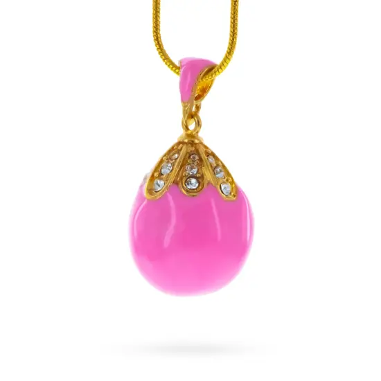 Pink Enamel Royal Egg Pendant Necklace {3}