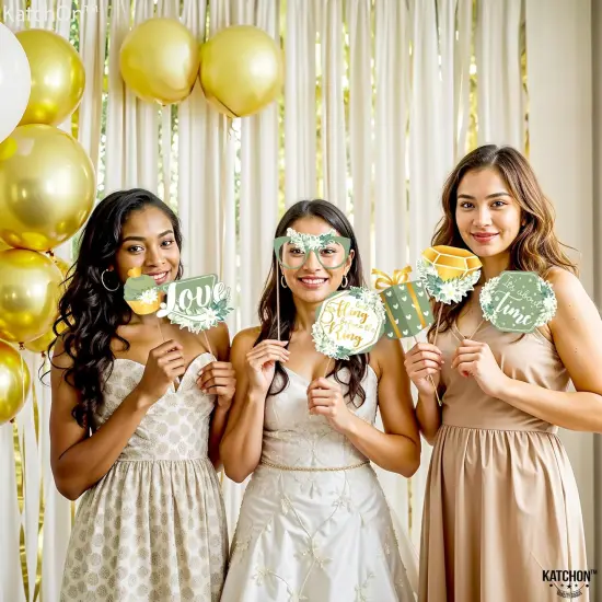 Bridal Shower Photo Booth Props - Pack of 35 | Green Decorations for Bridal Shower and Bachelorette Party {2}