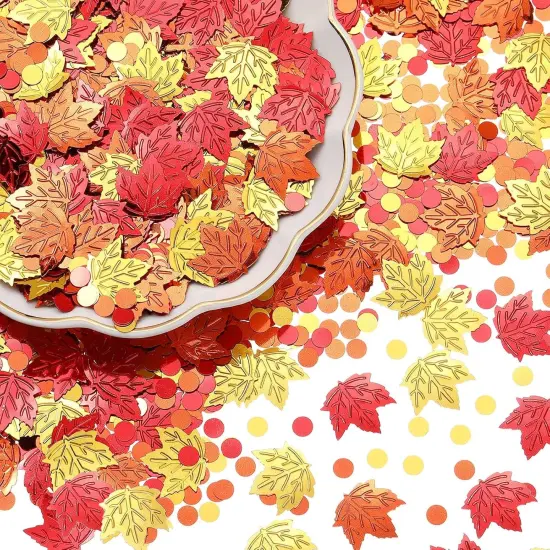 Thanksgiving Fall Maple Leaf Confetti - Foil Metallic Sequins for Autumn Holiday Party Supplies {1}