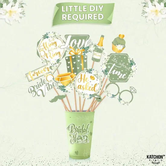 Bridal Shower Photo Booth Props - Pack of 35 | Green Decorations for Bridal Shower and Bachelorette Party {4}
