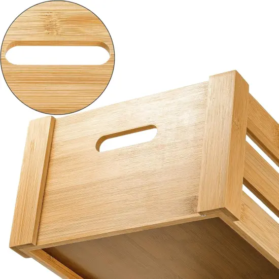 Set of 3 Bamboo Nesting Crates with Handles, Rustic Decorative Storage Container Box, Crate Box for Display, Farmhouse Bamboo Basket Bins for Fruit, Vegetable, Kitchen, Office, Bedroom, Closet {2}