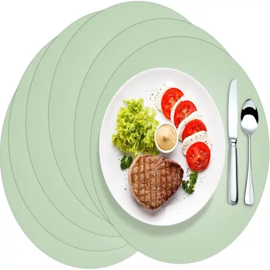 50 Pcs Sage Geen Disposable Paper Placemats Sage Round Paper Table Mats Green Paper Doilies Decorative Placemats Bulk Paper Charger for Wedding Banquet Party Dining Table Decor {1}