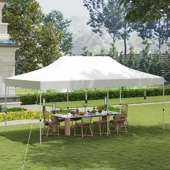 10x20 Feet Pop Up Foldable and Portable Outdoor Gazebo with Carry Bag Ideal for Party or Wedding Ceremony White {1}