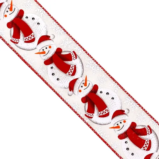Designer&rsquo;s Shop WR 63-5174 Christmas Holiday Snowman wired edge ribbon 2.5&rdquo; x 10 yard {3}