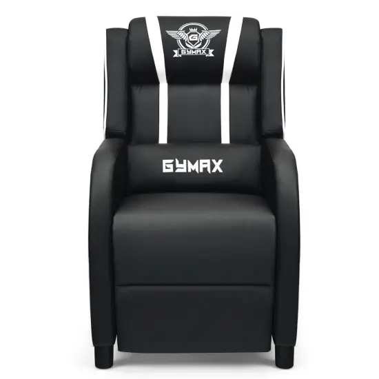 Massage Racing Gaming Single Recliner Chair with Adjustable Backrest and Footrest White {4}