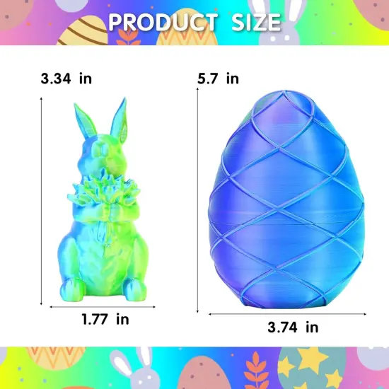 3D Printed Easter Bunny Eggs, Easter Gifts for Kids, Home Desk Decor, Cute Rabbit Eggs Easter Basket Stuffers Toy Gift for Boys and Girls (Green) {4}