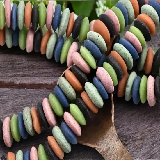 13~15mm Mutli Color Recycled African Glass Heishi Beads {3}