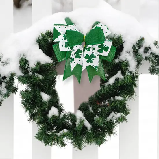 Clover Patrick's Day Wreath Bow Green Shamrock Irish Holiday DIY Crafts Gift Ribbon Bow Ornaments {2}