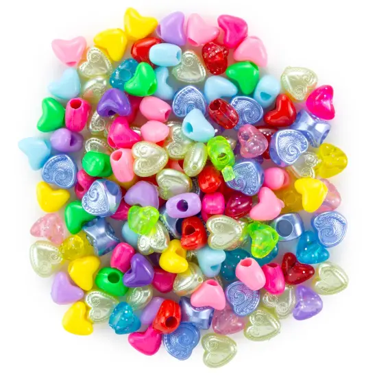 CousinDIY Acrylic Pony Beads-Multicolor Hearts {4}
