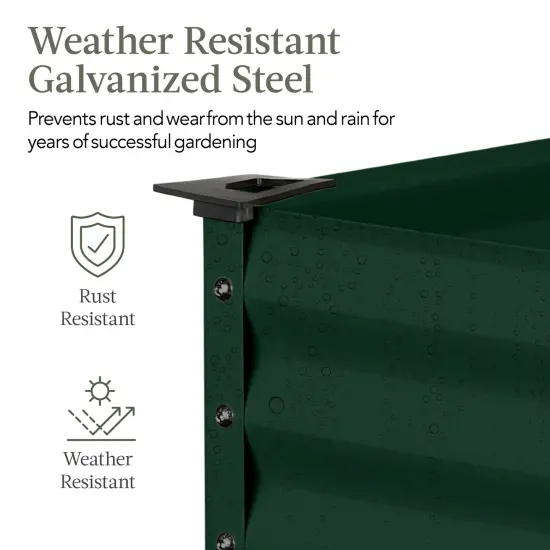 Best Choice Products 48x24x30in Elevated Galvanized Metal Garden Bed w/ Corner Protectors Dark Green {4}