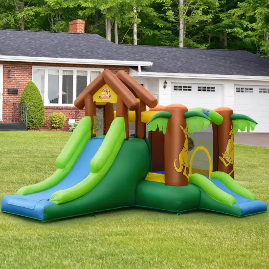 Kids Inflatable Jungle Bounce House Castle with 680W Blower {3}