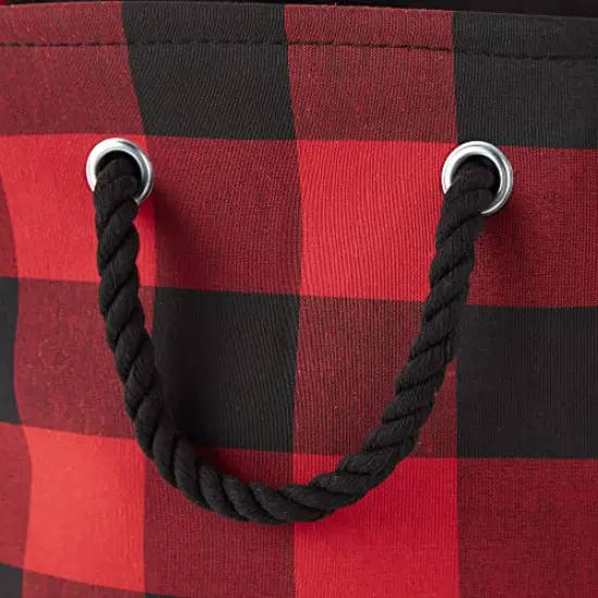 Check Storage Collection Collapsible Bin with Handles, Large Rectangle, 17.5x12x15, Red & Black {5}