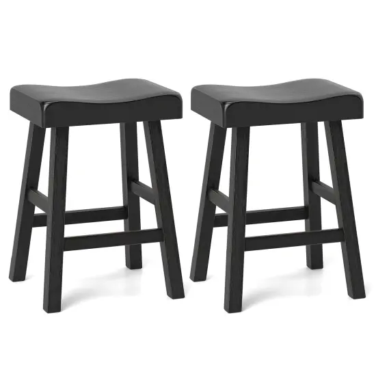 24 Inches Counter Height Stools Set of 2 with Footrest for Restaurant Cafe Pub-Black {1}