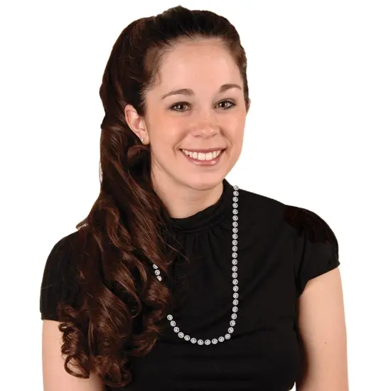 144 Pack Bulk Party Bead Necklaces - Small Round silver {2}